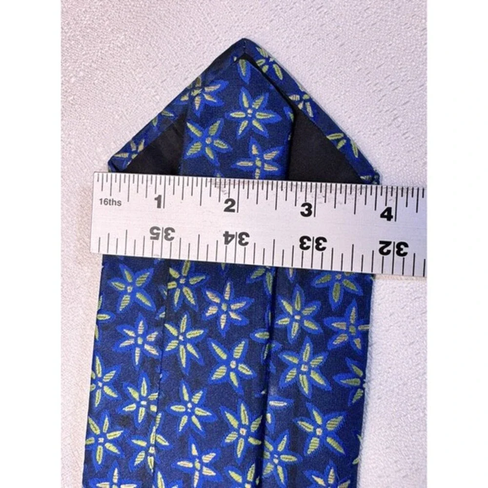 Silk Shop London Floral Silk Tie Mens OS Blue Green Made in England Classic Ivy